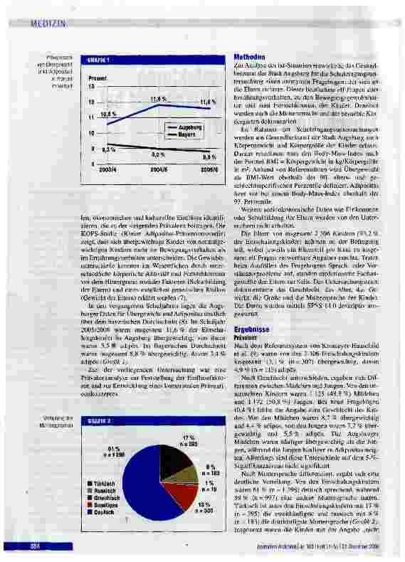 Vorschauseite 2: Prävalenz und Einflussfaktoren von Übergewicht und Adipositas bei Einschulungskindern