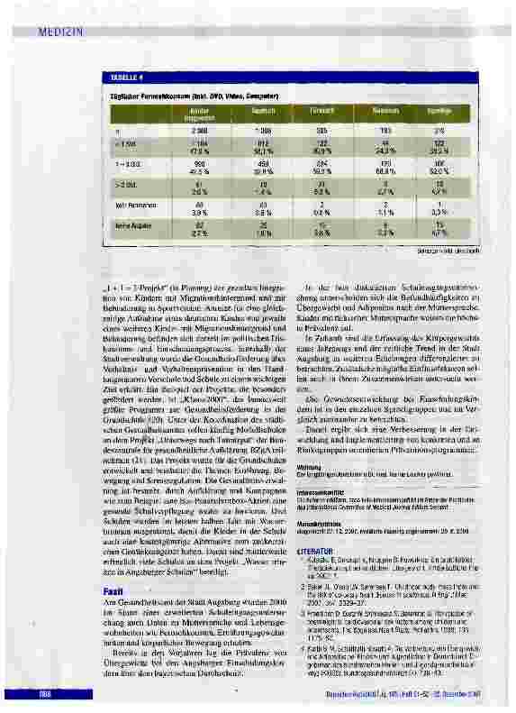 Vorschauseite 6: Prävalenz und Einflussfaktoren von Übergewicht und Adipositas bei Einschulungskindern