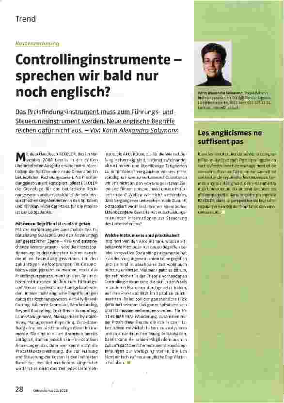 Vorschauseite 1: Controllinginstrumente -sprechen wir bald nur noch englisch?