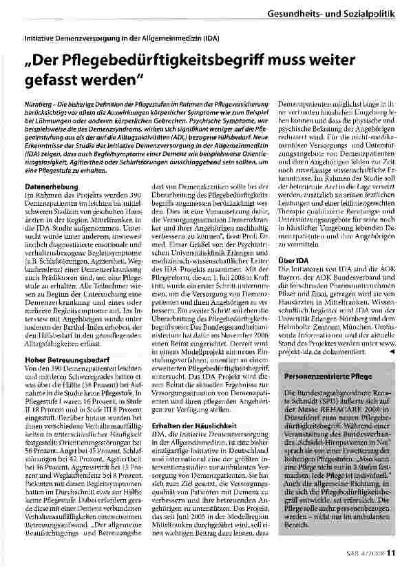 Vorschauseite 1: „Der Pflegebedürftigkeitsbegriff muss weiter gefasst werden