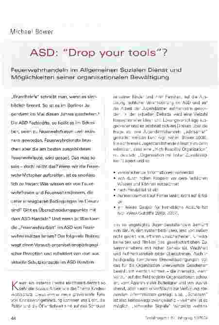 Vorschauseite 1: ASD: Drop your tools? Feuerwehrhandeln im Allgemeinen Sozialen Dienst und Möglichkeiten seiner organisationalen Bewältigung