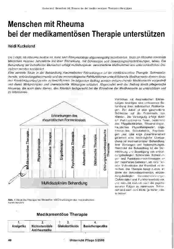 Vorschauseite 1: Menschen mit Rheuma bei der medikamentösen Therapie unterstützen