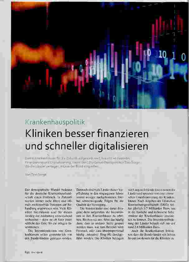 Vorschauseite 1: Kliniken besser finanzieren und schneller digitalisieren