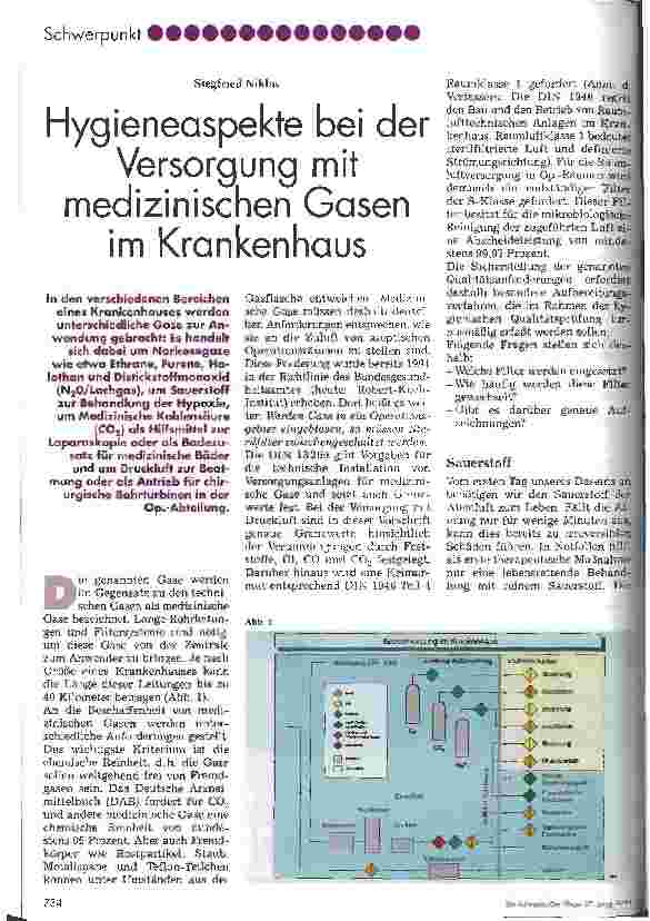 Vorschauseite 1: Hygieneaspekte bei der Versorgung mit medizinischen Gasen im Krankenhaus