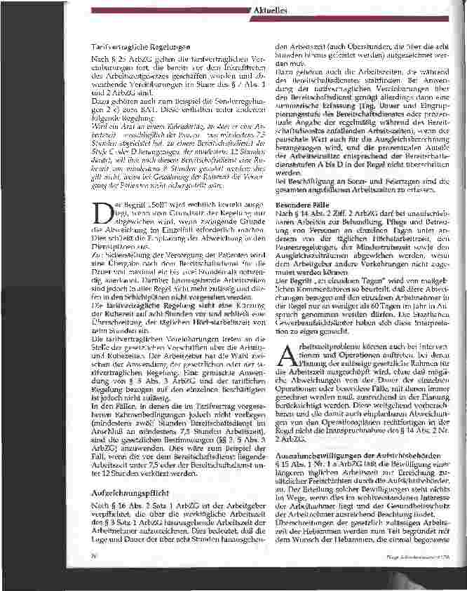 Vorschauseite 2: Information der Staatlichen Gewerbeaufsichtsämter des Landes Baden-Württemberg über die Anwendung des Arbeitszeitgesetzes - ArbZG - in Krankehäusern
