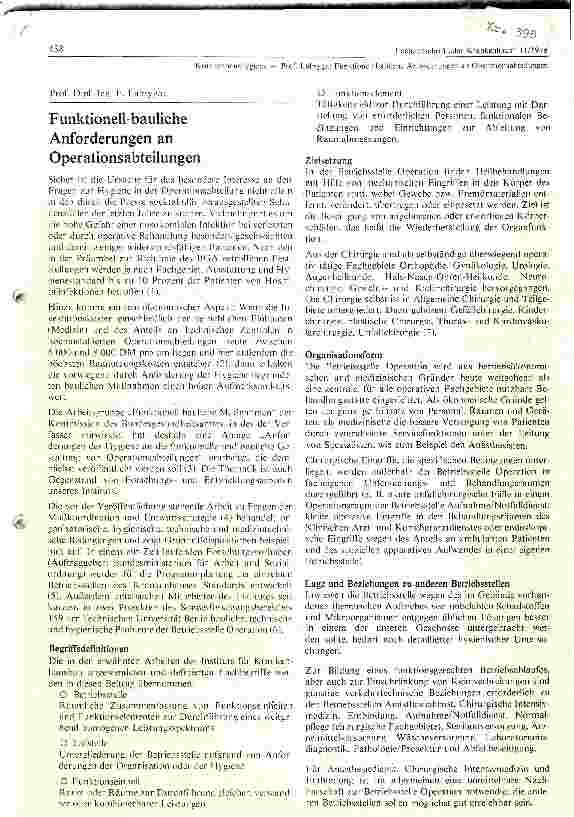 Vorschauseite 1: Funktionelle - bauliche Anforderungen an eine Operationsabteilung