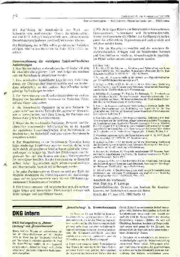 Vorschauseite 5: Funktionelle - bauliche Anforderungen an eine Operationsabteilung
