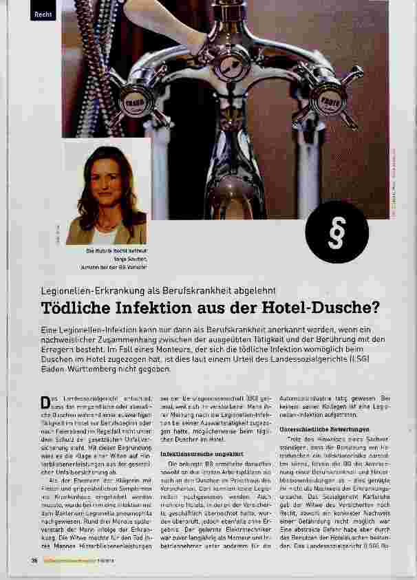 Vorschauseite 1: Tödliche Infektion aus der Hotel-Dusche?