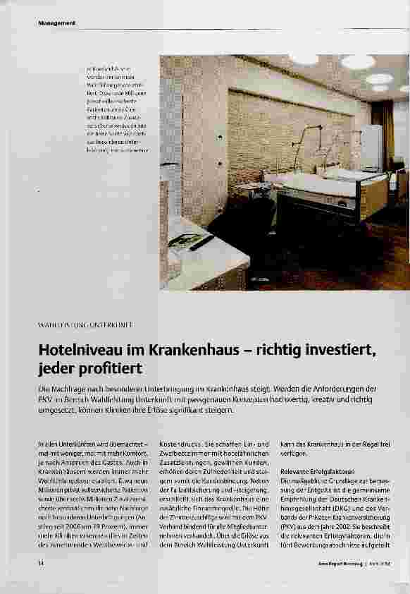Vorschauseite 1: Hotelniveau im Krankenhaus richtig investiert, jeder profitiert