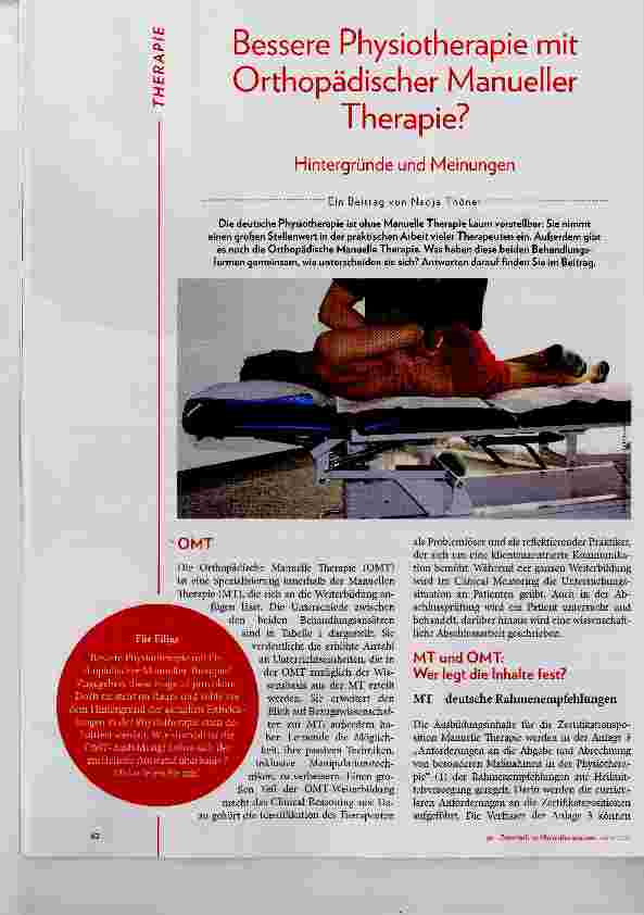 Vorschauseite 1: Bessere Physiotherapie mit Orthopädischer Manueller Therapie?