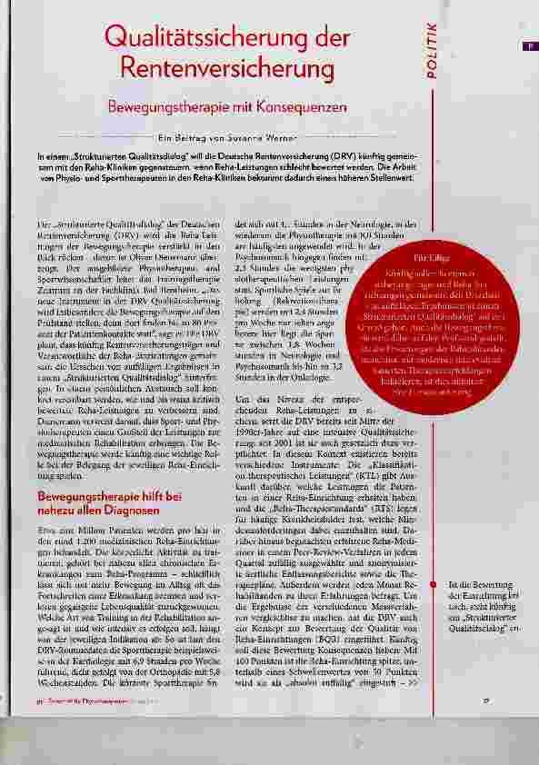Vorschauseite 1: Qualitätssicherung der Rentenversicherung