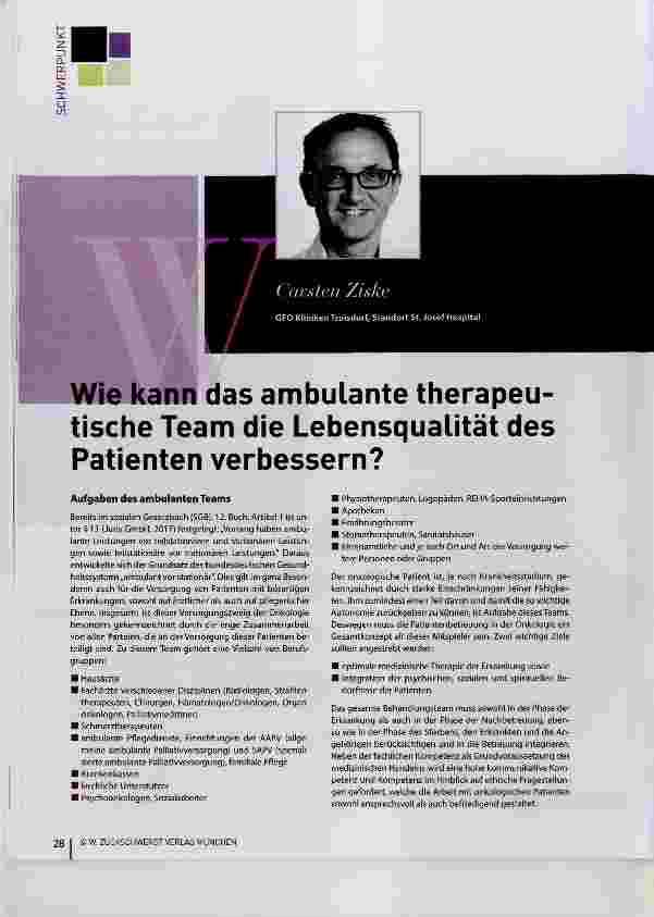 Vorschauseite 1: Wie kann das ambulante therapeutische Team die Lebensqualität des Patienten verbessern?