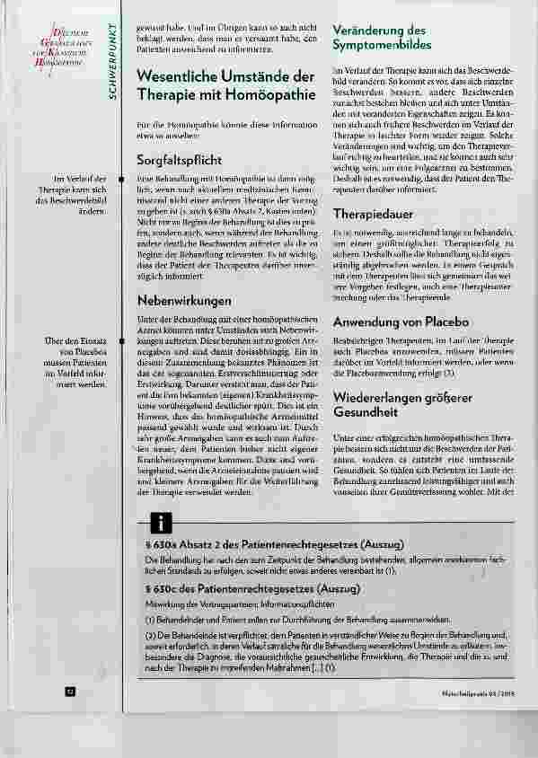 Vorschauseite 2: Information über die homöopathische Therapie