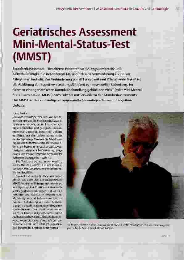 Vorschauseite 1: Geriatrisches Assessment Mini-Mental-Status-Test (MMST)