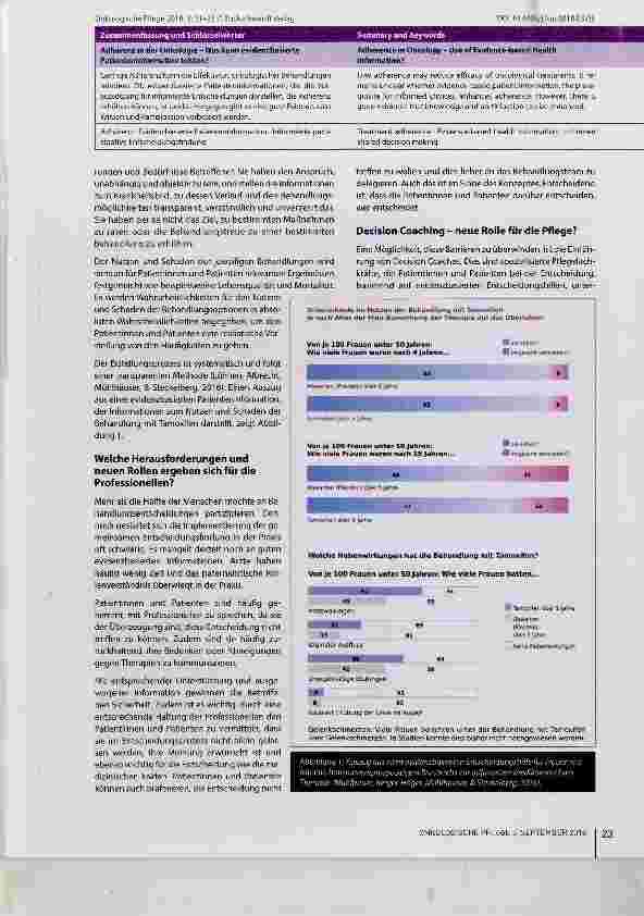Vorschauseite 3: Adhärenz in der Onkologie Was kann evidenzbasierte Patienteninformation leisten?