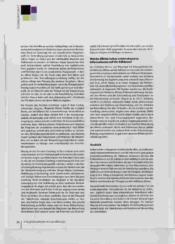 Vorschauseite 4: Adhärenz in der Onkologie Was kann evidenzbasierte Patienteninformation leisten?