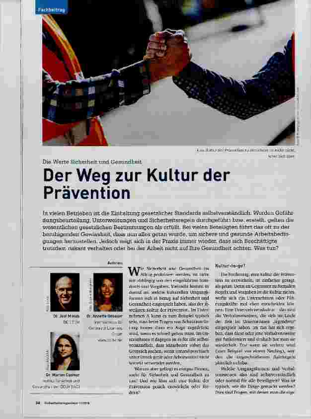 Vorschauseite 1: Der Weg zur Kultur der Prävention