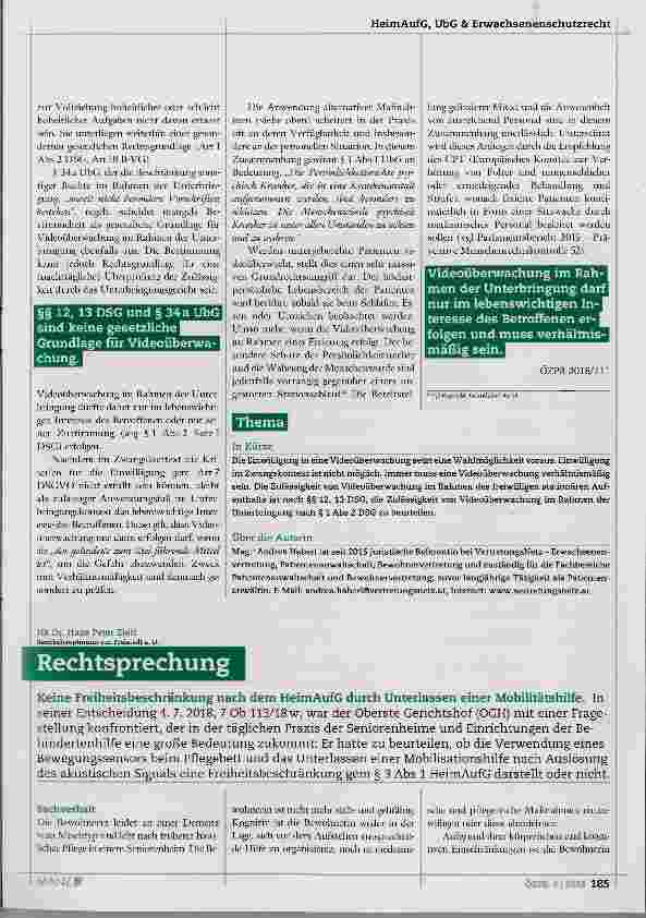 Vorschauseite 3: Videoüberwachung an psychiatrischen Abteilungen