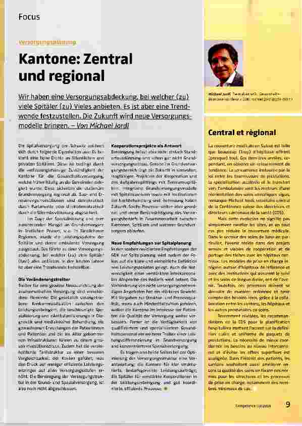 Vorschauseite 1: Kantone: Zentral und regional