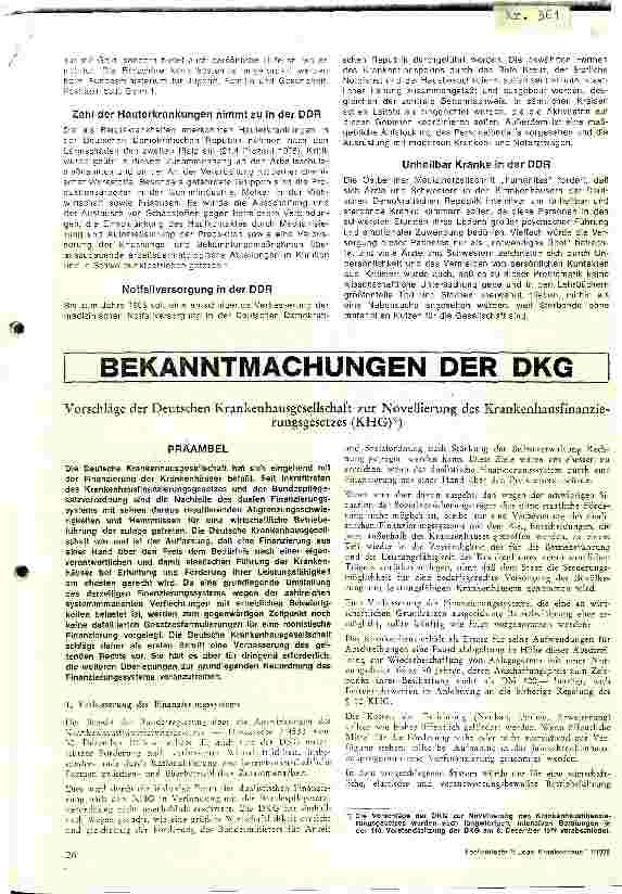 Vorschauseite 1: Vorschläge der DKG zur Novelierung des KHG