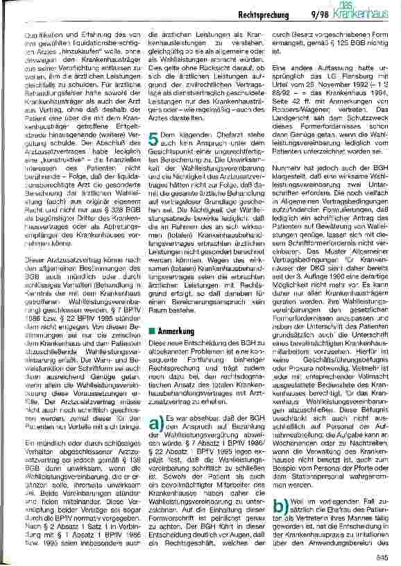 Vorschauseite 2: Wahlleistungsvereinbarung