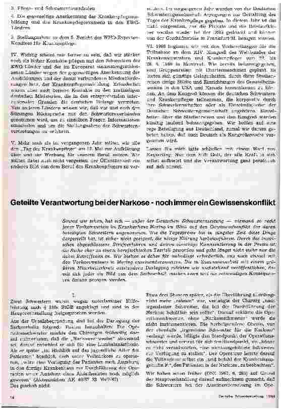 Vorschauseite 1: Geteilte Verantwortung bei der Narkose - noch immer ein Gewissenskonflikt