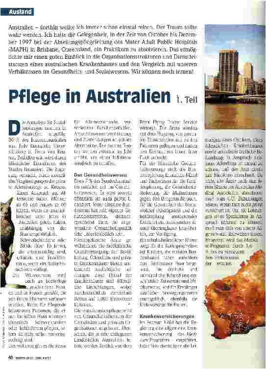 Vorschauseite 1: Pflege in Australien 1. Teil