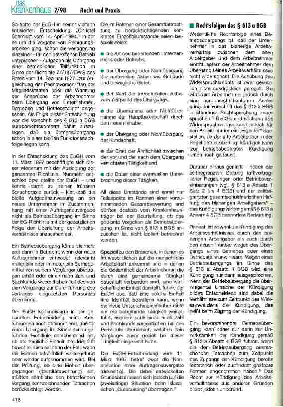 Vorschauseite 2: Betriebsübergang - betriebsbedingte Kündigung - Personalgestellungsvertrag. .. .. . unter besonderer Berücksichtigung der jüngsten EuGHund BAG-Urteile