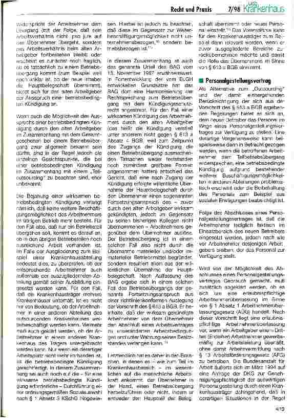 Vorschauseite 3: Betriebsübergang - betriebsbedingte Kündigung - Personalgestellungsvertrag. .. .. . unter besonderer Berücksichtigung der jüngsten EuGHund BAG-Urteile