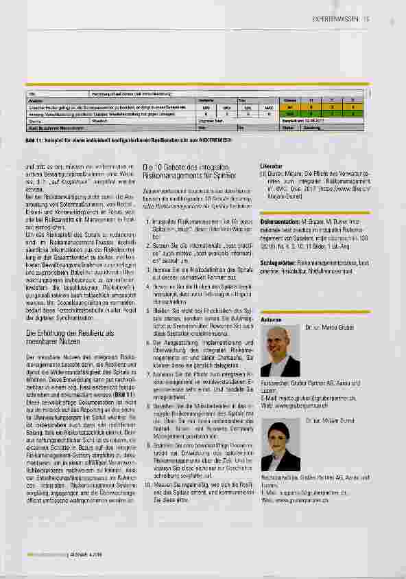 Vorschauseite 6: Internationale best practice im integralen Risikomanagement von Spitälern