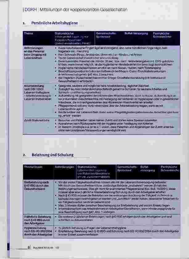 Vorschauseite 2: Hygieneanforderungen beim Umgang mit Lebensmitteln in Krankenhäusern, Pflegeund Rehabilitationseinrichtungen und neuen Wohnformen