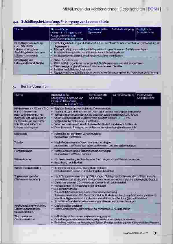 Vorschauseite 5: Hygieneanforderungen beim Umgang mit Lebensmitteln in Krankenhäusern, Pflegeund Rehabilitationseinrichtungen und neuen Wohnformen