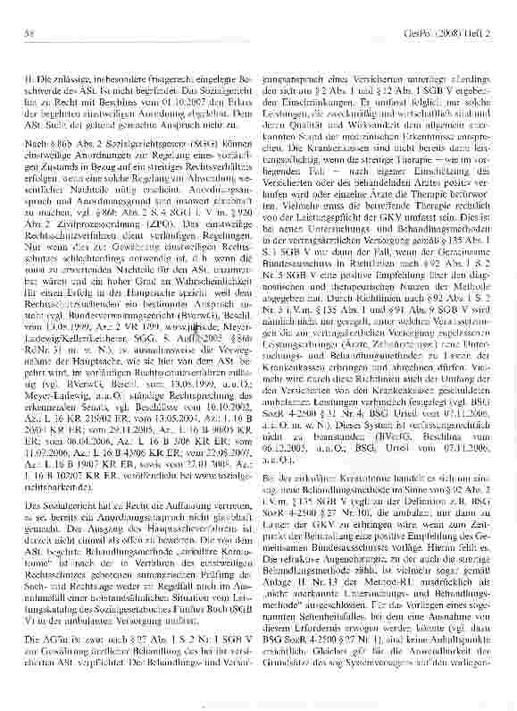 Vorschauseite 4: Keine Leistungspflicht der Krankenkasse für cirkuläre Keratotomie bei fehlender Anerkennung durch Gemeinsamen Bundesausschuss