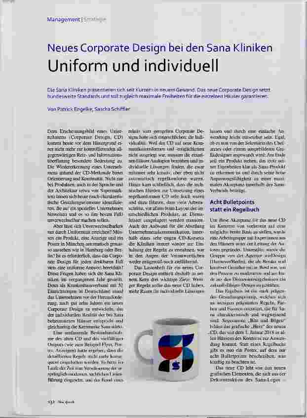 Vorschauseite 1: Neues Corporate Design bei den Sana Kliniken Uniform und individuell