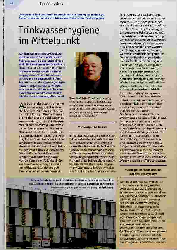 Vorschauseite 1: Trinkwasserhygiene im Mittelpunkt
