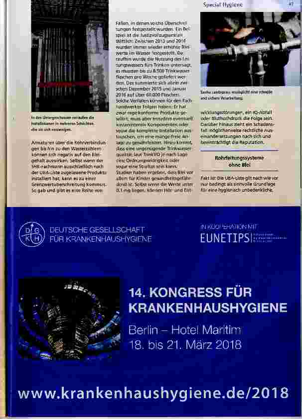 Vorschauseite 2: Trinkwasserhygiene im Mittelpunkt