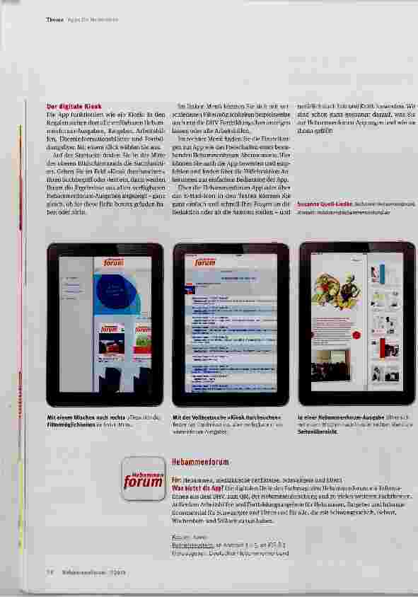 Vorschauseite 2: Für jeden Zweck gibt’s eine App:Von der neuen Hebammenforum-App und anderen nützlichen Applikationen