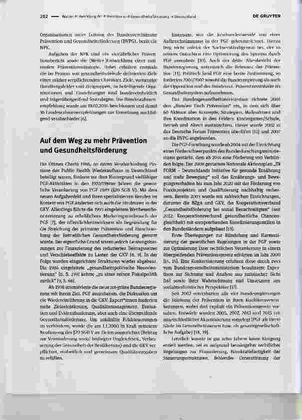 Vorschauseite 2: Der lange Weg zum Präventionsgesetz Entwicklung der Prävention und Gesundheitsförderung in Deutschland The long road to the prevention law development of prevention and health pro…