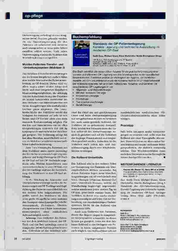 Vorschauseite 3: Optimal für Patient und Team Ziel einer einwandfreien Operationslagerung