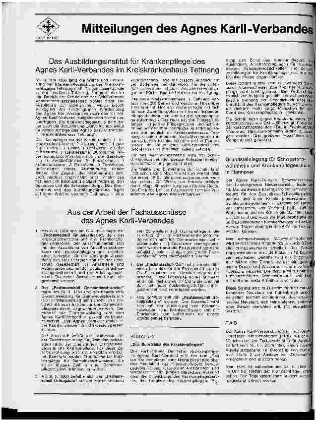 Vorschauseite 1: Das Ausbildungsinstitut für Krankenpflege des Agnes Karll-Verbandes im Kreiskrankenhaus Tettnang
