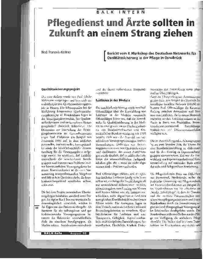 Vorschauseite 1: Pflegedienst und Ärzte sollen in Zukunft an einem Strang ziehen