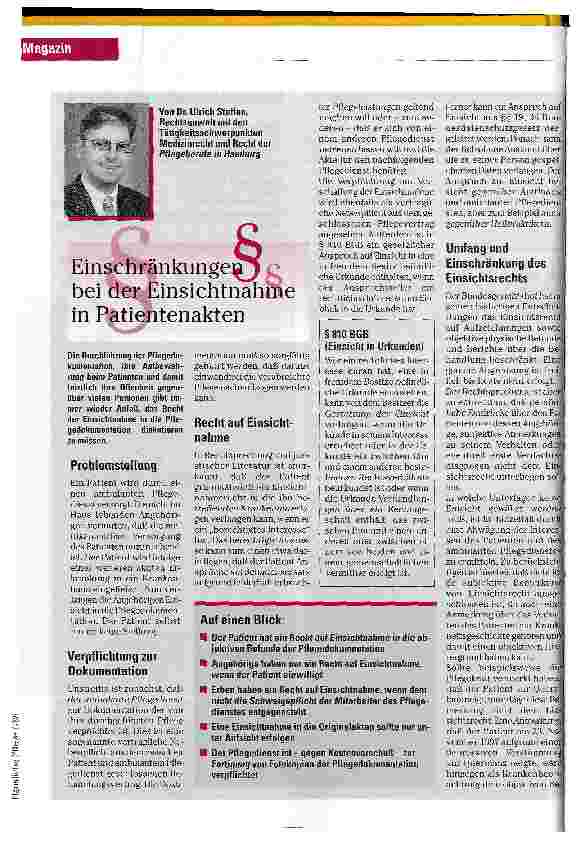 Vorschauseite 1: Einschränkungen bei der Einsichtnahme in Patientenakten