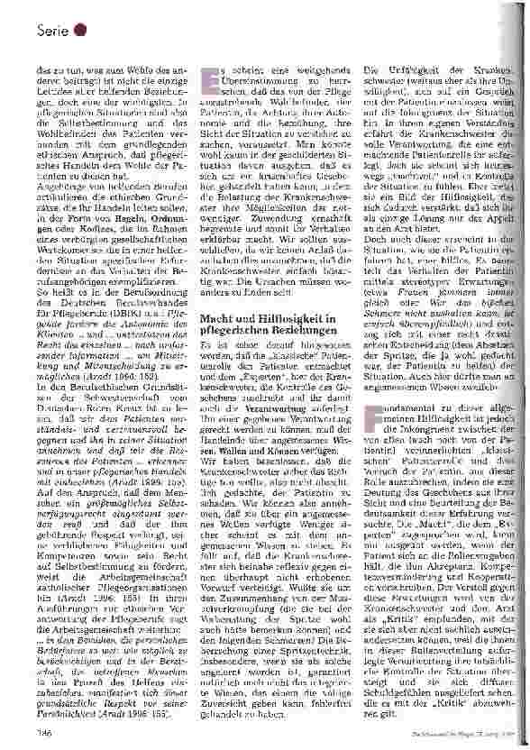 Vorschauseite 6: Ethische Konflikte in der Pflege, 4. Folge: Macht und Hilflosigkeit - Zur Problematik der Patientenrolle -