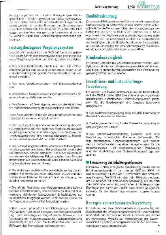 Vorschauseite 4: Die neue Dimension der Selbstverwaltung - Herausforderungen für die DKG 1998