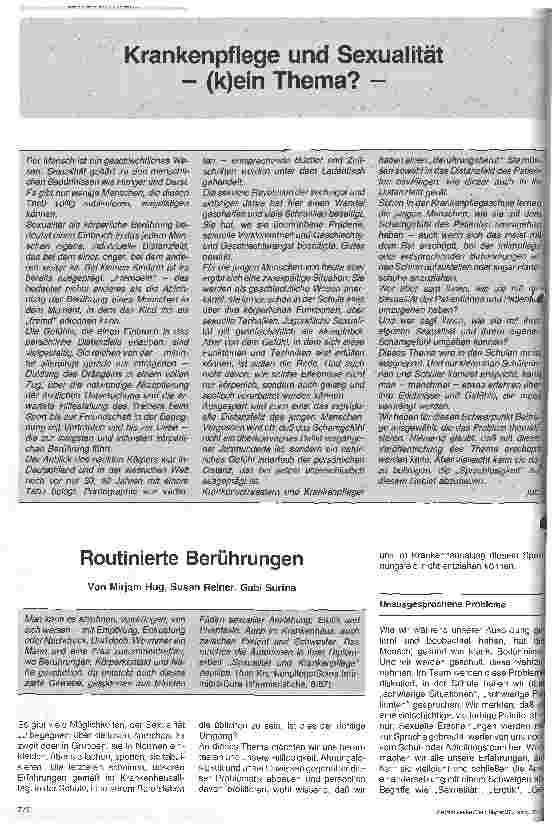 Vorschauseite 1: Krankenpflege und Sexualität - (k)ein Thema?