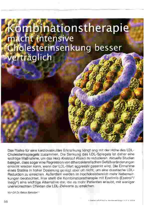 Vorschauseite 1: Kombinationstherapie macht intensive Cholesterinsenkung besser verträglich