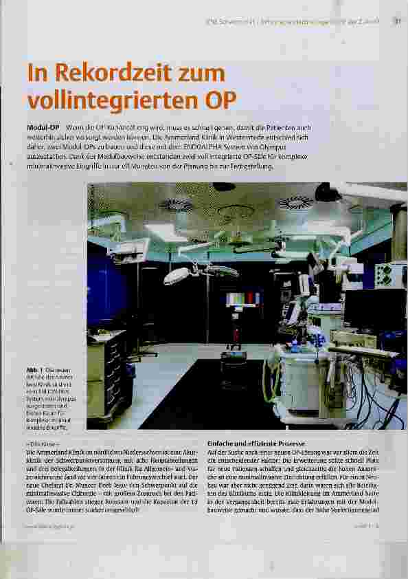 Vorschauseite 1: In Rekordzeit zum vollintegrierten OP