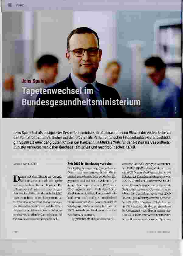 Vorschauseite 1: Tapetenwechsel im Bundesgesundheitsministerium