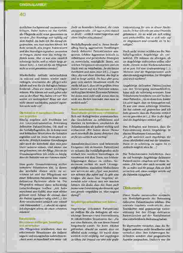 Vorschauseite 5: Es ist eine Gratwanderung Erfahrungen von Notfallpflegenden mit deliranten Patientinnen und Patienten. Eine qualitativ-explorative Studie