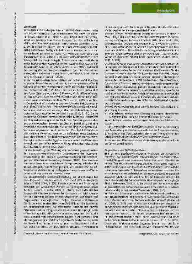 Vorschauseite 2: Das subjektive Erleben des Biofeedback-Verfahrens Hemi-Kinematics-Bio-Control: Durchführung, Alltagstransfer und Wirkung aus Sicht von Schlaganfall-Klienten